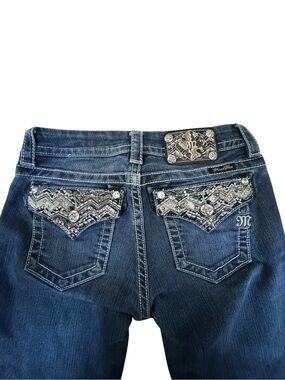 Miss Me Jeans Women’s 27 Mid Rise Skinny Embellished Sequin Y2K Western